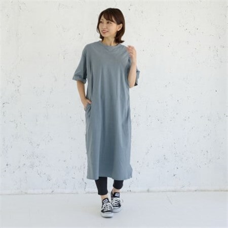 マタニティから使えるモーハウスの授乳服　シンプルワンピース(ブルーグレー)_装飾品・工芸品 女性・レディース 洋服 _【配送不可地域：離島・沖縄県】【1590250】