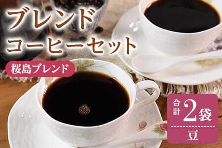 ＜【豆】ブレンドコーヒーセット 桜島ブレンド 2袋＞coffee 珈琲 朝 プレゼント 贈り物 2種 ホット 豆 細挽き 中挽き 粗挽き お好み ドリップ お茶の時間 休憩 カフェイン 袋 お家カフェ 炭 焙煎 香りがいい おしゃれ 飲み比べ【MI482-nc】【中村珈琲】