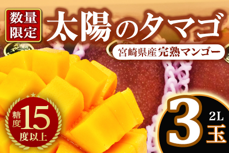 先行予約 [期間数量限定]2027年5月発送[宮崎県産完熟マンゴー 太陽のタマゴ]2L×3玉 化粧箱入り)[B-0606][みまたんよかもん協同組合]