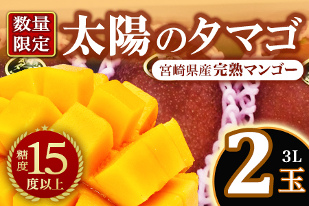 先行予約 [期間数量限定]2027年5月発送[宮崎県産完熟マンゴー 太陽のタマゴ]3L 2玉入 化粧箱入[MI518][みまたんよかもん協同組合]