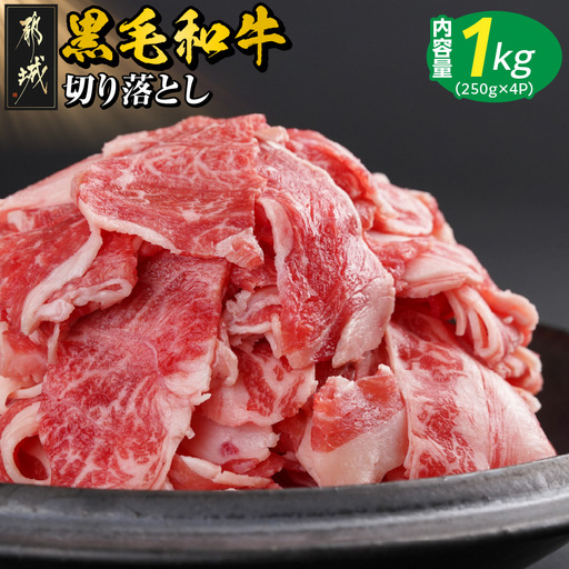 【黒毛和牛】切り落とし1kg(250g×4パック)〔13-I901〕_(都城市)国産黒毛和牛 切り落とし 250g×4パック 外モモ・ウデ・マル・バラ・モモ・ブリスケのMIX 肉じゃが 牛丼 ハヤシライス ビーフシチュー ブリスケ 