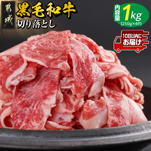 【黒毛和牛】切り落とし1kg(250g×4パック)≪みやこんじょ特急便≫〔13-I901-Q〕_(都城市)国産黒毛和牛 切り落とし 250g×4パック 外モモ・ウデ・マル・バラ・モモ・ブリスケのMIX 肉じゃが 牛丼 ハヤシライス ビーフシチュー ブリスケ 