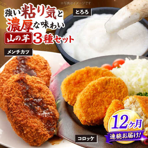 【全12回定期便】山の芋3種セット[APAD008] 冷凍食品 おかず 惣菜