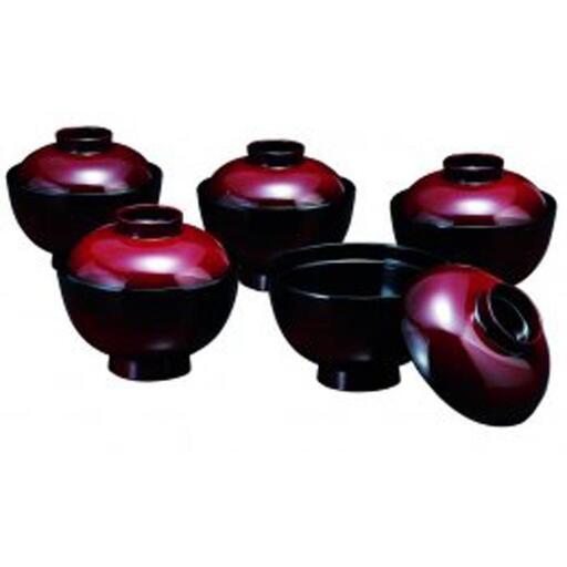 3.7吸物椀 篁 5客入（食器洗浄機OK） 紀州漆器［YS40］