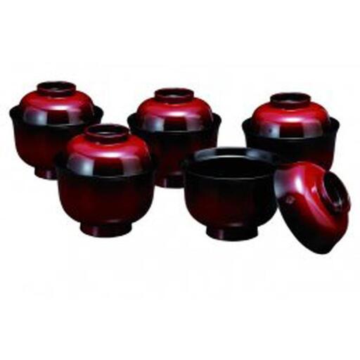 3.2吸物椀 篁 5客入(食器洗浄機OK) 紀州漆器[YS41]