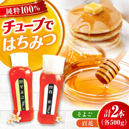 はちみつ チューブ2本セット（百花・そよご）各500g [APBO004] はちみつ