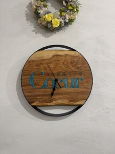 ウッドレジン 時計25cm 円形　お好きな文字入れオーダー　[インテリア 木材 レジン 樹脂 時計 オリジナル 手作り ハンドメイド おしゃれ プレゼント 加東市 兵庫県]