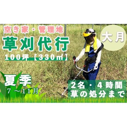 山梨県大月市 空き家・管理地の草刈り代行 夏季(7-11月) 4時間 2名 100坪まで 対象エリア大月市 地域密着 くさかり 草引き 除草 草刈