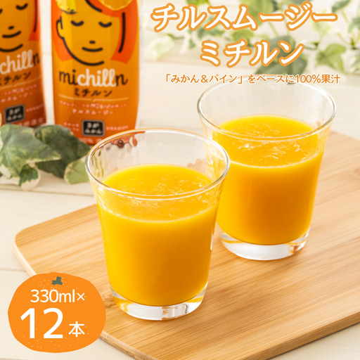 果汁100%!チルスムージー ミチルン 330ml×12本 フルーツジュース 佐賀みかん パインアップル:B110-050