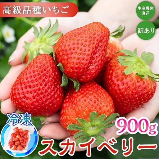 生産農家直送高級品種☆無選別訳あり 冷凍 いちご 栃木県壬生町産スカイベリー900g（300g×3）