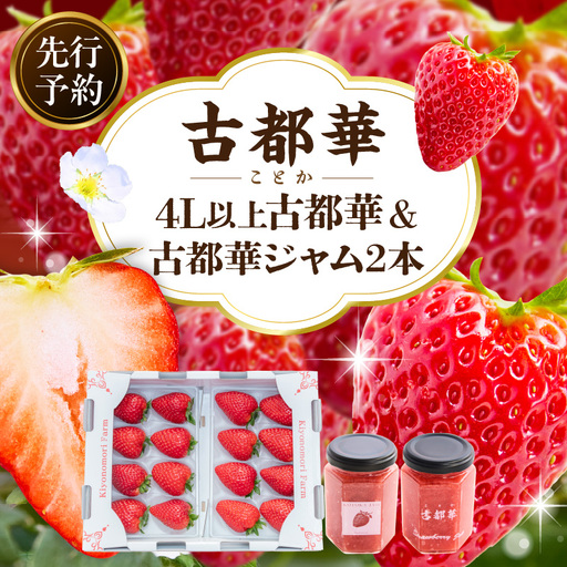 [2027年2月〜3月発送]完熟「古都華」奈良ブランドいちご4L以上2パック&古都華ジャム2個 先行予約 ことか 甘い 糖度 濃い 濃厚 果汁 朝摘み いちご イチゴ 苺 ジャム フルーツ 果物 果物 ご褒美 ごほうび 贈答 贈り物 ギフト プレゼント 冷蔵 奈良県 生駒市 送料無料