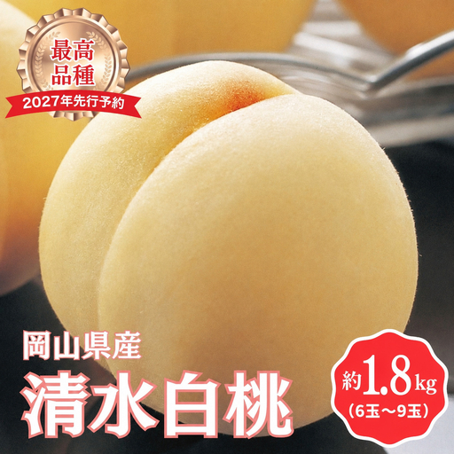 [2027年先行予約][拝郷果樹園]岡山県産 清水白桃 約1.8kg(6玉〜9玉)桃 もも モモ ピーチ 白桃 完熟 朝採り 新鮮 旬 食べごろ 食べ頃 フルーツ 果物 くだもの 岡山産 産地直送 産直 特産 特産品 送料無料 食べ比べ 岡山 鏡野町