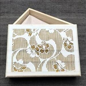伊勢型紙文様の宝箱＜桜に巴＞収納 卓上整理