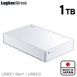 【061-03】ロジテック HDD 1TB USB3.1(Gen1) / USB3.0 国産 TV録画 省エネ静音 外付け ハードディスク【LHD-ENA010U3WSH】