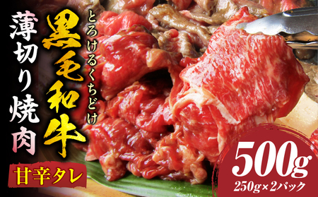 とろける黒毛和牛リッチな薄切り焼肉500g(250g×2P) 秘伝のタレ漬け