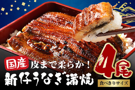やわらか国内産 うなぎ蒲焼 食べ切りサイズ! 100～120g 4尾 計400g以上 ふっくら蒲焼き ブランド鰻使用 秘伝のタレ・山椒付き 湯煎で簡単調理 うな丼 ちらし寿司 贈答用 ギフト 冷蔵配送 国産 茨城県 潮来市 (A23-010)