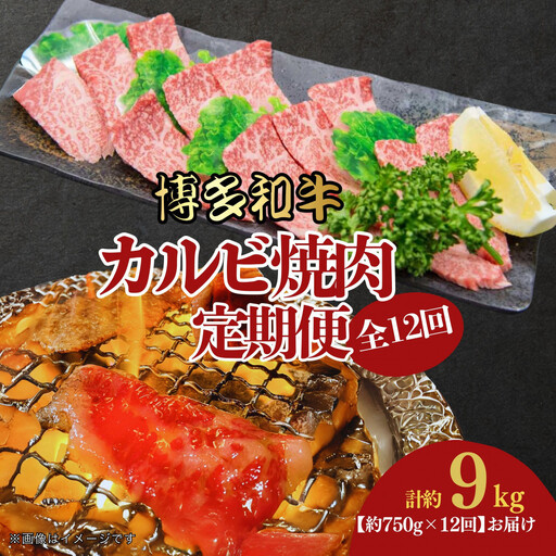 博多和牛 カルビ焼肉(バラ)定期便全12回(約750g×12回)