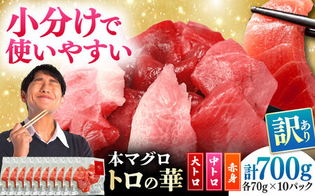 訳あり！対馬産 本マグロ 切り落とし 700g（10パック） トロの華 小分け マグロ[WAQ039]