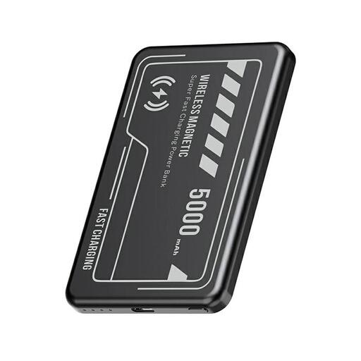 【MagSafe対応 iPhone16充電】モバイルバッテリー＜ブラック＞ワイヤレス充電器5000mAh/19.25Wh