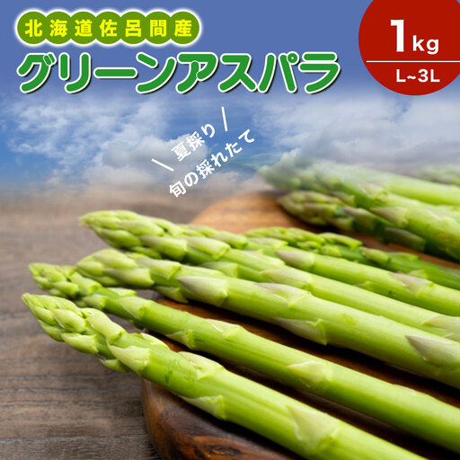 【夏採り】 グリーンアスパラ 1kg（L～3L）旬の採れたて 北海道 佐呂間産 （2027年7月出荷開始先行予約） SRMM016
