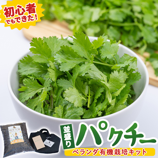 初心者も安心「並盛り」パクチー栽培キット パクチー 趣味 ガーデニング 家庭菜園 園芸 ベランダ菜園 プランター 種 種子 プロ仕様の肥料 培養土 トムヤムクン タイ料理