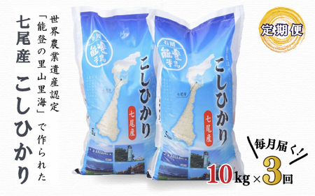 [3ヶ月定期便]こしひかり10kg(5kg×2袋)×3回 農業世界遺産認定!「能登の里山里海」で育ったお米 ◇| 石川県 七尾市 七尾産 ※2026年9月〜発送