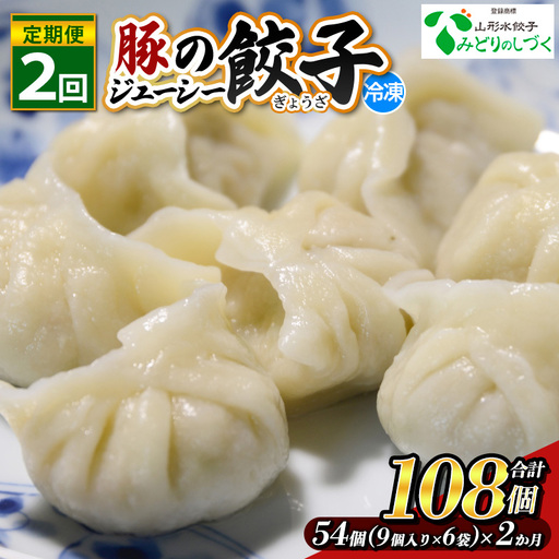 【定期便2回】豚のジューシー餃子 9個入り×6袋(54個)×2ヶ月(計108個) FZ26-737