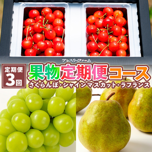 【定期便3回】果物定期便コース(さくらんぼ、シャインマスカット、ラフランス)  FY25-025