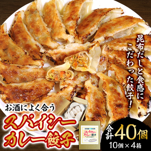 【食感と昆布だしにこだわり】 お酒によく合うスパイシーカレー餃子40個(10個×4箱) | カレー餃子 冷凍餃子 おつまみ グルメ お取り寄せ