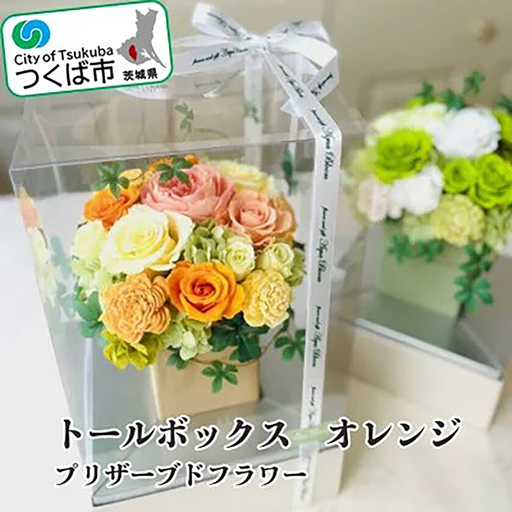 プリザーブドフラワー トールボックス・オレンジ(プリザーブドフラワー)