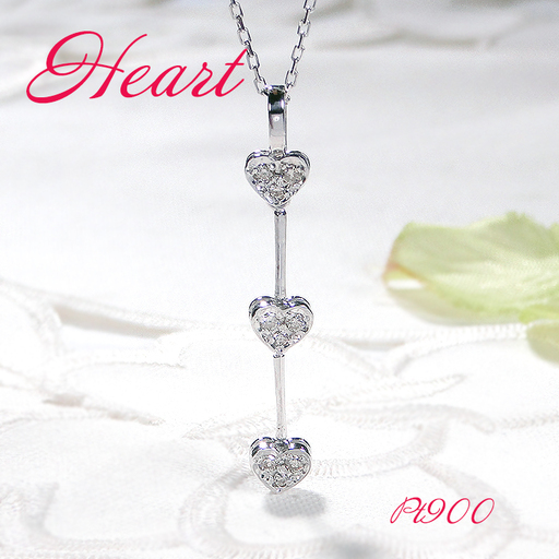 ネックレス プラチナ PT900 ダイヤモンド 0.11ct 3連 ハート ペンダント レディース 可愛い 揺れる 縦長ライン ジュエリー【f278-pt】 ALPAZ149