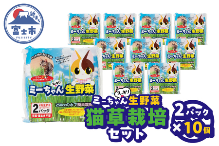 猫草栽培セット ミーちゃんスッキリ 生野菜 2パック×10個 ねこくさ 毛玉対策 猫 ペット ペット用品 お手入れ用品 植物 富士市 [sf002-386]