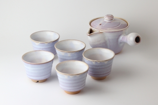 萩焼 萩むらさき朝顔茶器揃
