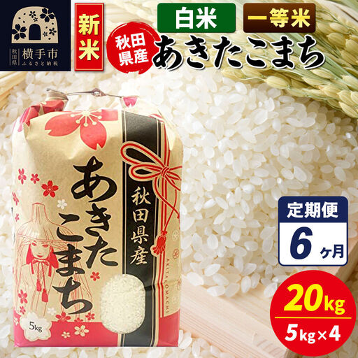 《新米》《定期便6ヶ月》あきたこまち 一等米 20kg（5kg×4袋）【白米】秋田県産 こまちライン