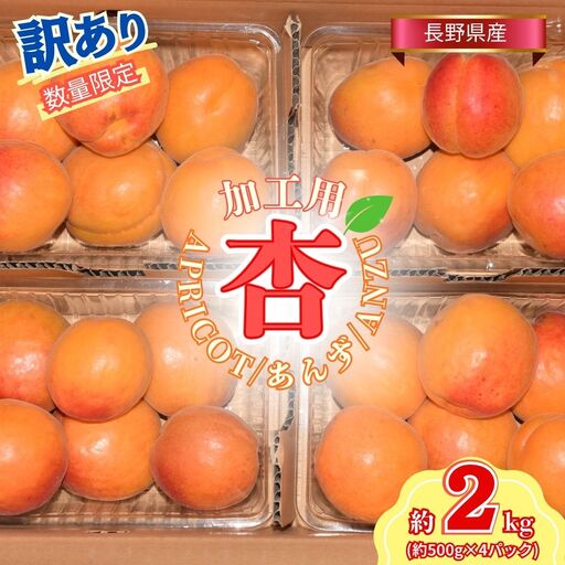 [2027年先行予約]訳あり あんず おまかせ加工用 計約2kg(約500g×4パック)| あんず