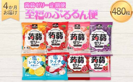 4か月連続お届け蒟蒻ゼリー定期便 480粒 至福のぷるるん便 F21K-472