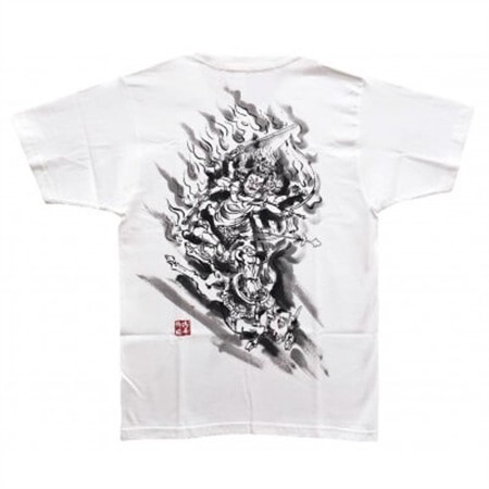 手描きTシャツ 仏画 大威徳明王 白 (半袖 XLサイズ)【1615025】