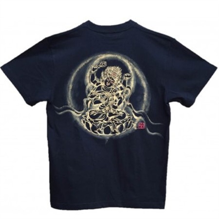 手描きTシャツ 仏画 愛染明王 黒 (半袖 Sサイズ)【1615491】