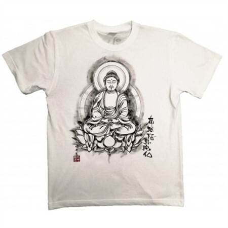 手描きTシャツ 仏画 阿弥陀如来 白 (半袖 Sサイズ)【1615521】