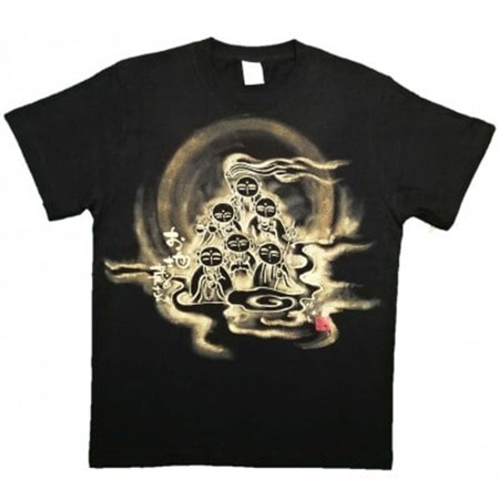 手描きTシャツ 仏画 六地蔵 黒 (半袖 Lサイズ)【1615577】