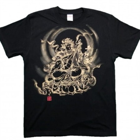 手描きTシャツ 仏画 弁財天 黒 (半袖 XLサイズ)【1615646】