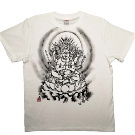 手描きTシャツ 仏画 馬頭観音 白 (半袖 Lサイズ)【1615698】
