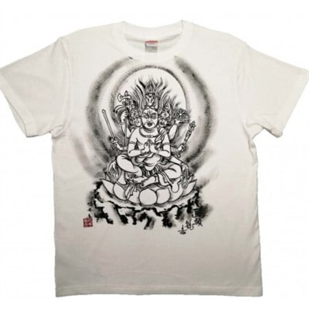 手描きTシャツ 仏画 馬頭観音 白 (半袖 XLサイズ)【1615700】
