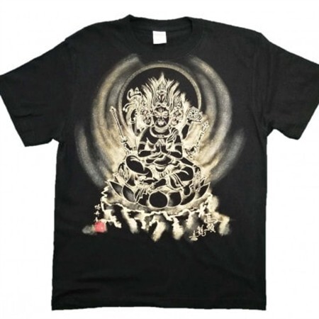 手描きTシャツ 仏画 馬頭観音 黒 (半袖 Mサイズ)【1615706】