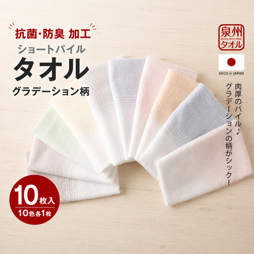 泉州タオル ショートパイル ( グラデーション 柄 ) 10枚入り 220匁