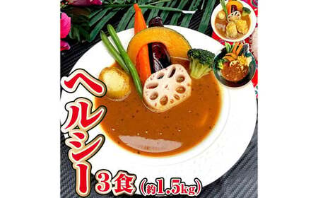 冷凍 スープカレー ヘルシー 3食 セット 計約1.5kg ／ チキン 薬膳 ベジタブル カレー レトルトカレー レトルト食品 詰め合わせ