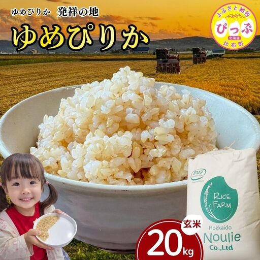 令和7年産 ゆめぴりか 玄米 20kg【農業生産法人ノウリエ】 米 お米 北海道米 特Aランク 国産 コメ 北海道 比布町 ぴっぷ 1017-009