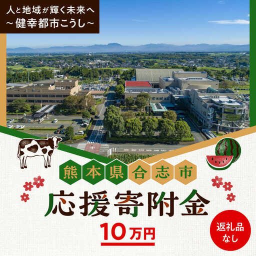 【応援寄附金】熊本県合志市 1口 10万円 返礼品なしのご寄附　【合志市役所】[AYBZ003]