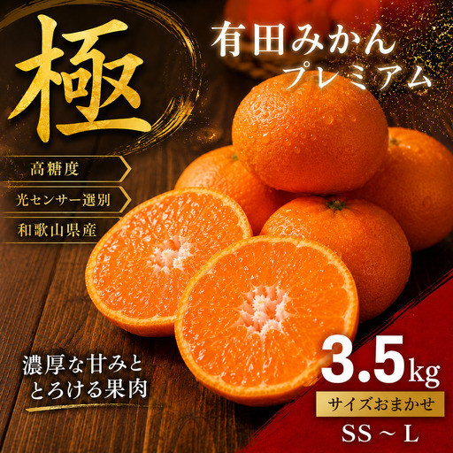 ＼光センサー選別／極 有田みかんプレミアム 約3.5kg【光センサー 高糖度選別品】2S～Lの小玉サイズ 有機質肥料100% | 光センサー選別 温州みかん みかん 高糖度 柑橘 果物 フルーツ 甘い◇