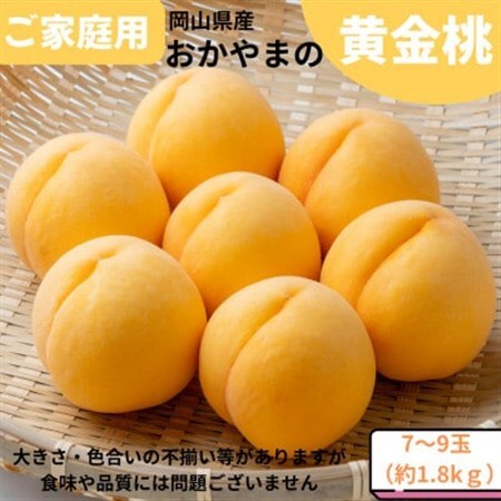 【先行受付】ご家庭用　おかやまの黄金桃　約1.8kg(7～9玉)【配送不可地域：離島・沖縄県】【1614295】